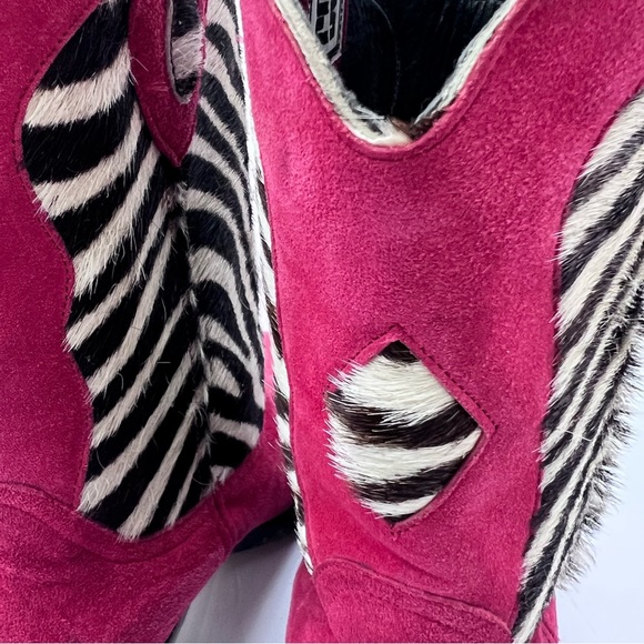 Vintage Code West Cowboy Boots Statement Western Genuine Leather Red Tan Black 7 - Picture 8 of 14